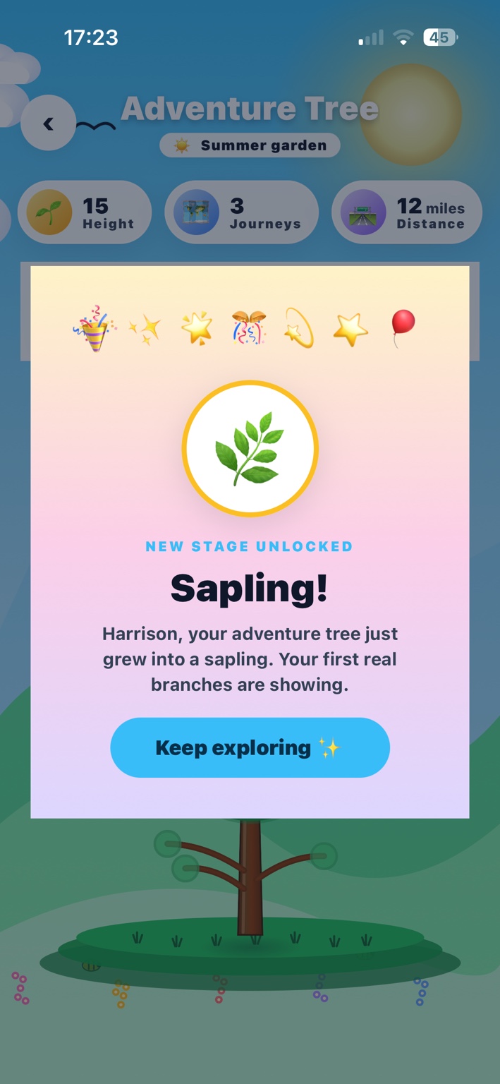 Adventure Tree sapling stage in Journiverse