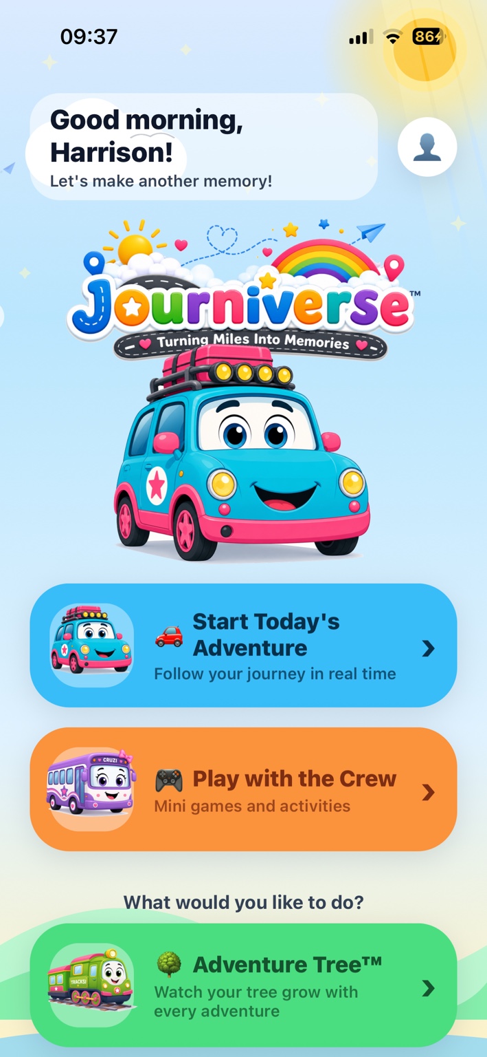 Journiverse app home screen